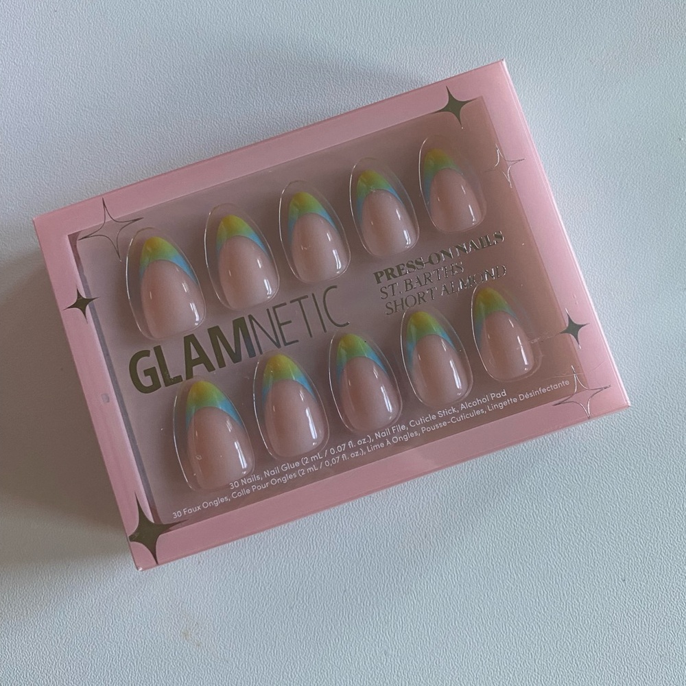 Glamnetic Press-On Nails with Green and Blue Tips St. Barths